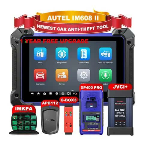 Autel IM608 II diagnostic kit with key programmers and adapters