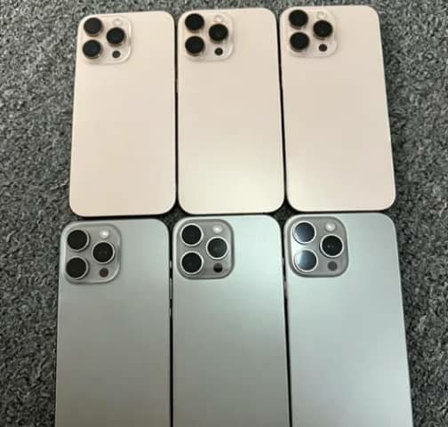 Six iPhone Pro backs in gold and silver