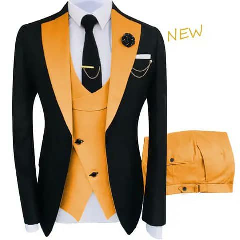 Black suit with gold vest and trousers